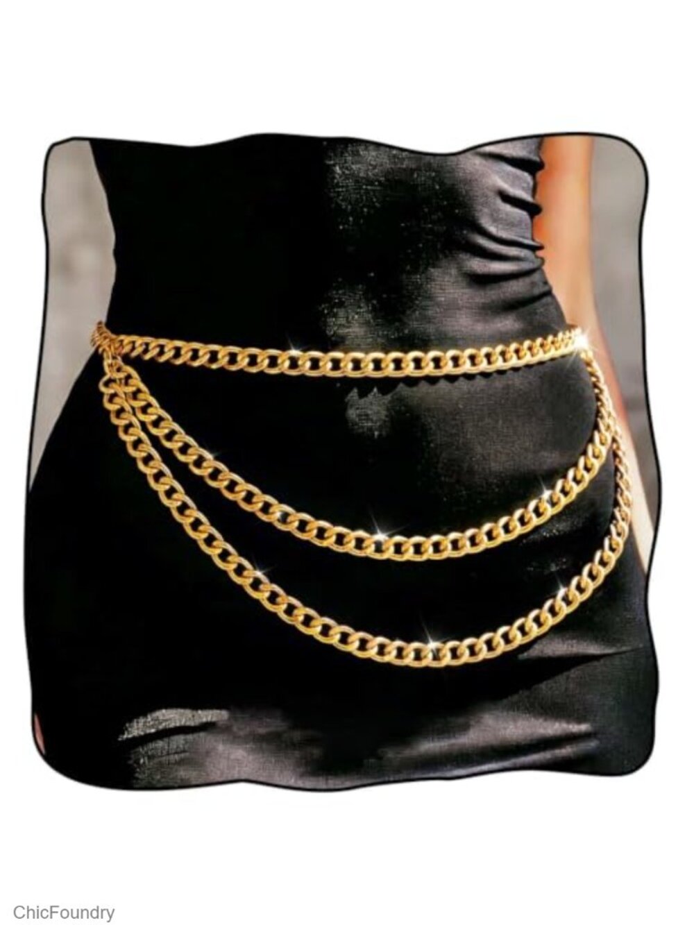 Chunky Gold Chain Waist Belt Layered Body Chain Rave Accessory